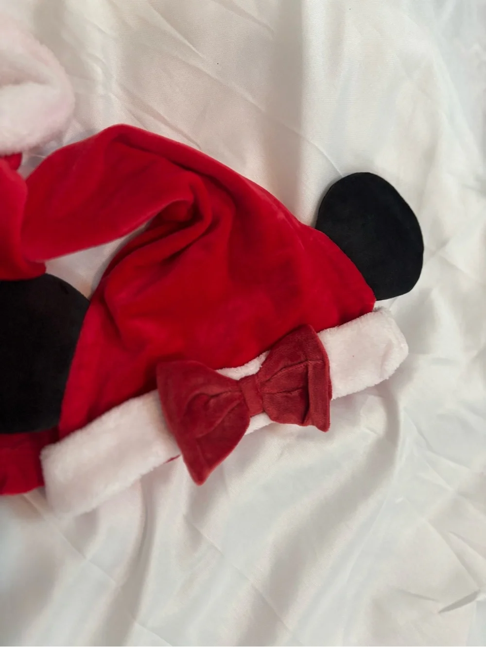 Disney Red Minnie Mouse Velvet Holiday Dress with Hat & Tights 0-3m